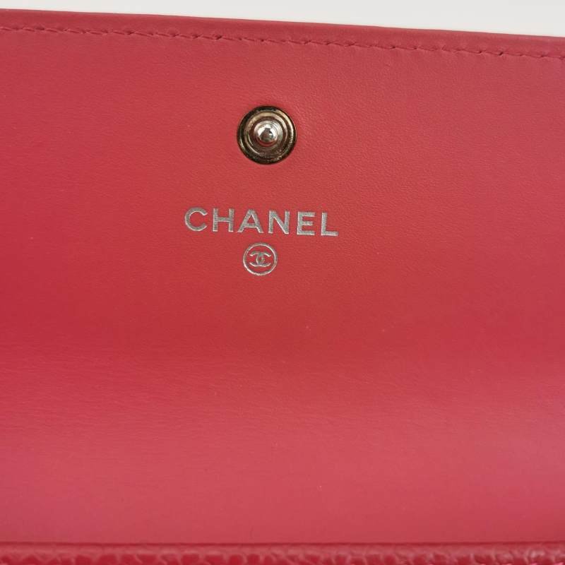 Chanel牛皮純色雙Clogo皮夾-6