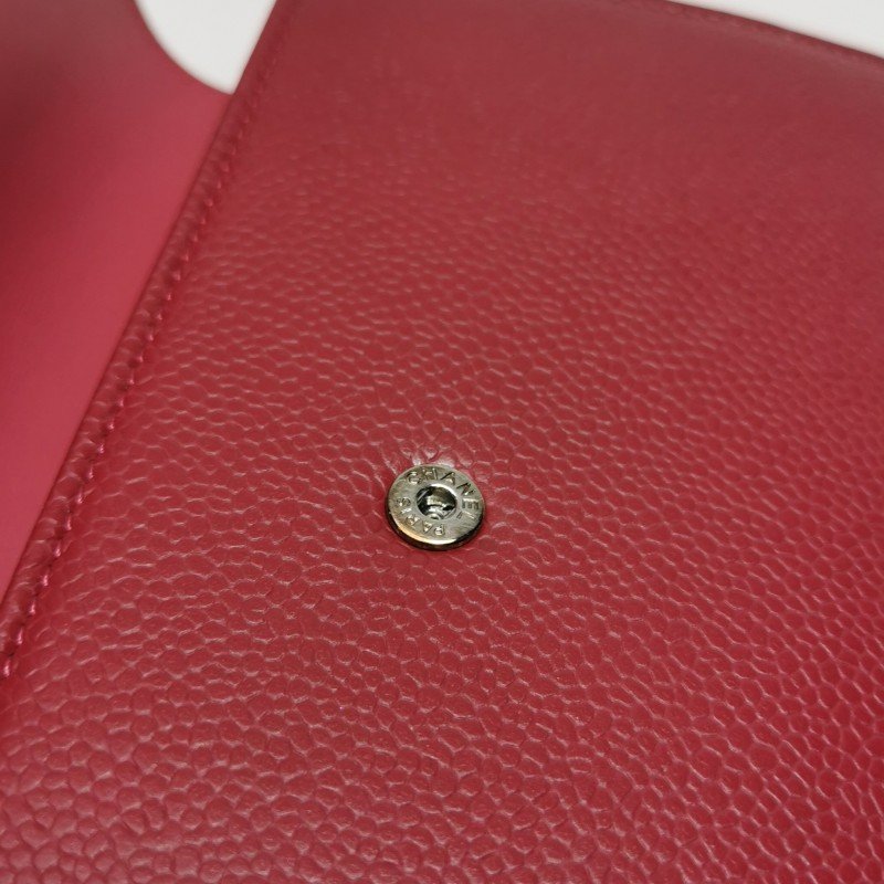 Chanel牛皮純色雙Clogo皮夾-9