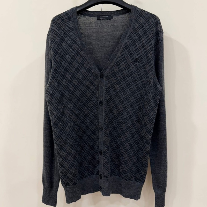 BURBERRY 黑標 格紋戰馬羊毛開襟外套-1