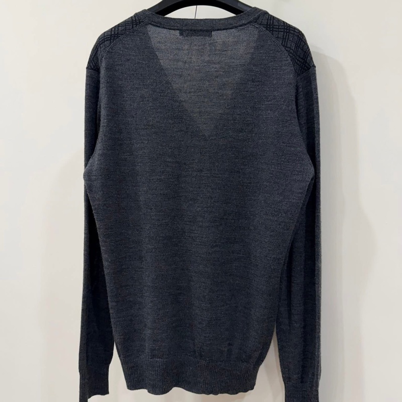 BURBERRY 黑標 格紋戰馬羊毛開襟外套-2