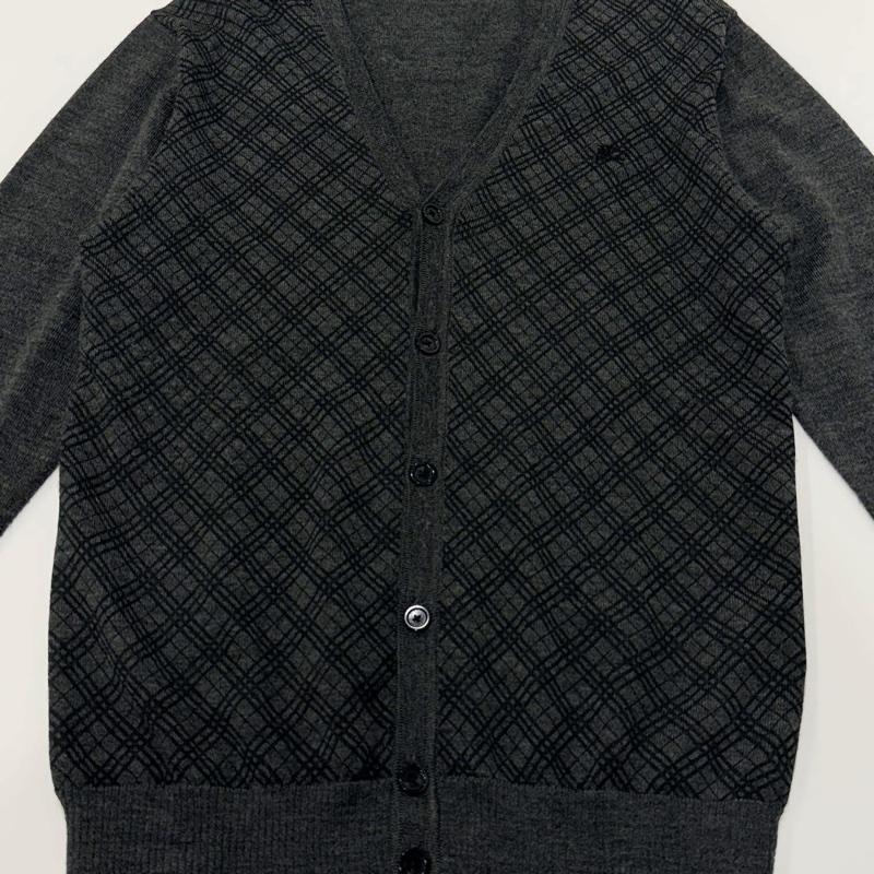 BURBERRY 黑標 格紋戰馬羊毛開襟外套-6