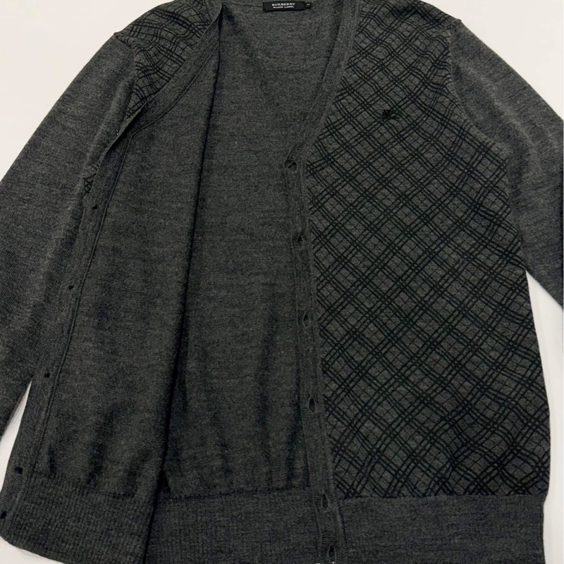 BURBERRY 黑標 格紋戰馬羊毛開襟外套-7