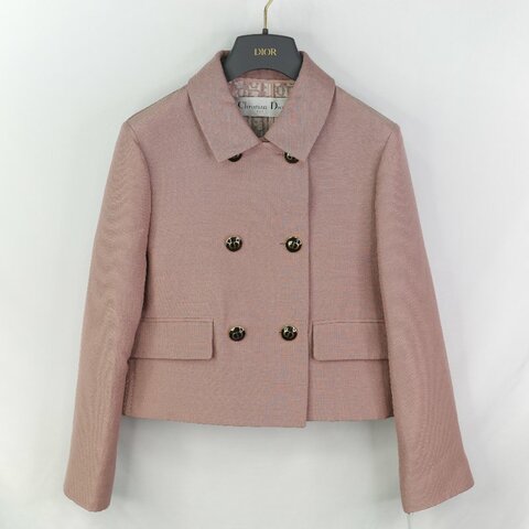 Dior 迪奧 Oblique 藕粉色 雙面絲綢夾克