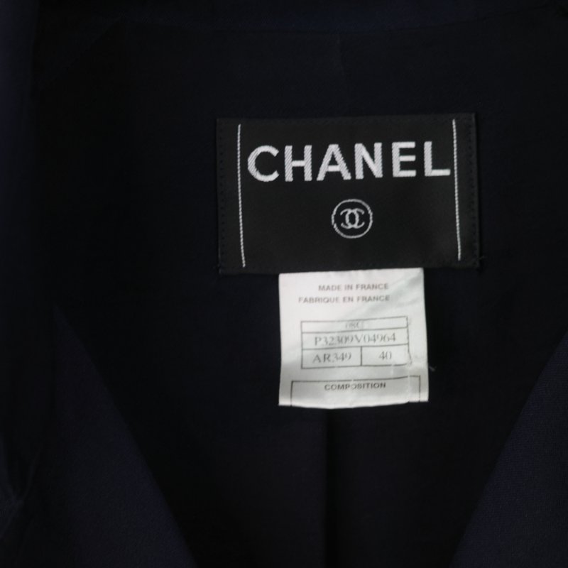 Chanel 香奈兒 2025/26 Coco Neige 海軍藍 棉質 混紡 繫帶式 風衣外套-5