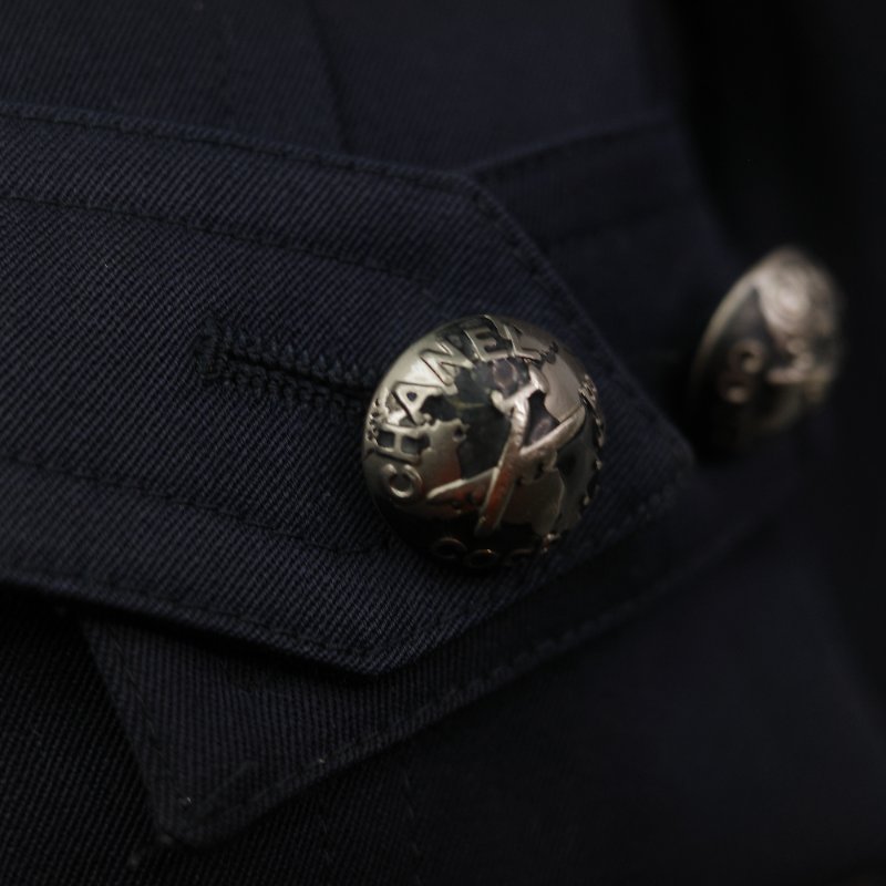 Chanel 香奈兒 2025/26 Coco Neige 海軍藍 棉質 混紡 繫帶式 風衣外套-7