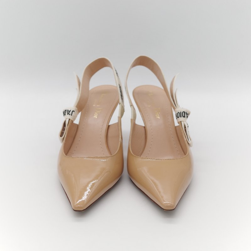 Dior 迪奧 漆皮 淺口 裸色 漆皮 小跟鞋 涼鞋-1