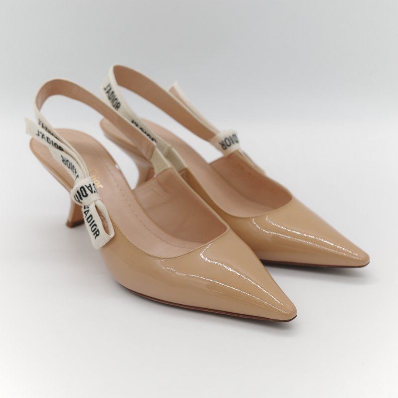 Dior 迪奧 漆皮 淺口 裸色 漆皮 小跟鞋 涼鞋-2