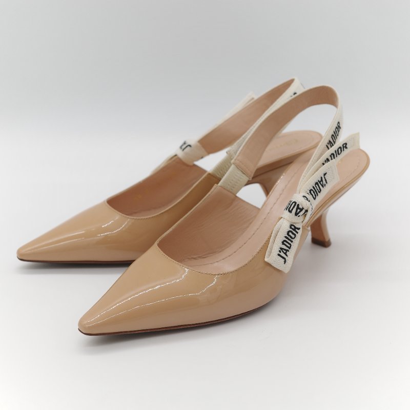 Dior 迪奧 漆皮 淺口 裸色 漆皮 小跟鞋 涼鞋-3