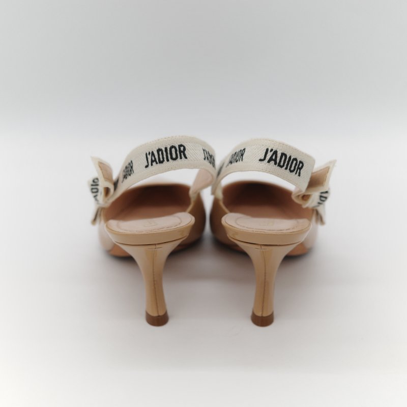 Dior 迪奧 漆皮 淺口 裸色 漆皮 小跟鞋 涼鞋-4