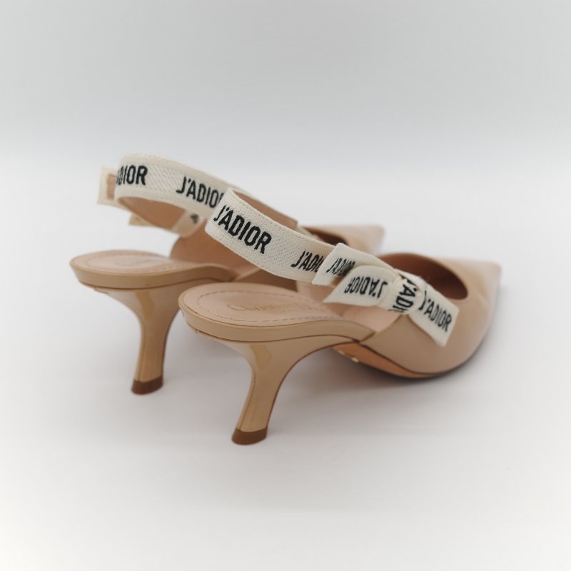 Dior 迪奧 漆皮 淺口 裸色 漆皮 小跟鞋 涼鞋-6