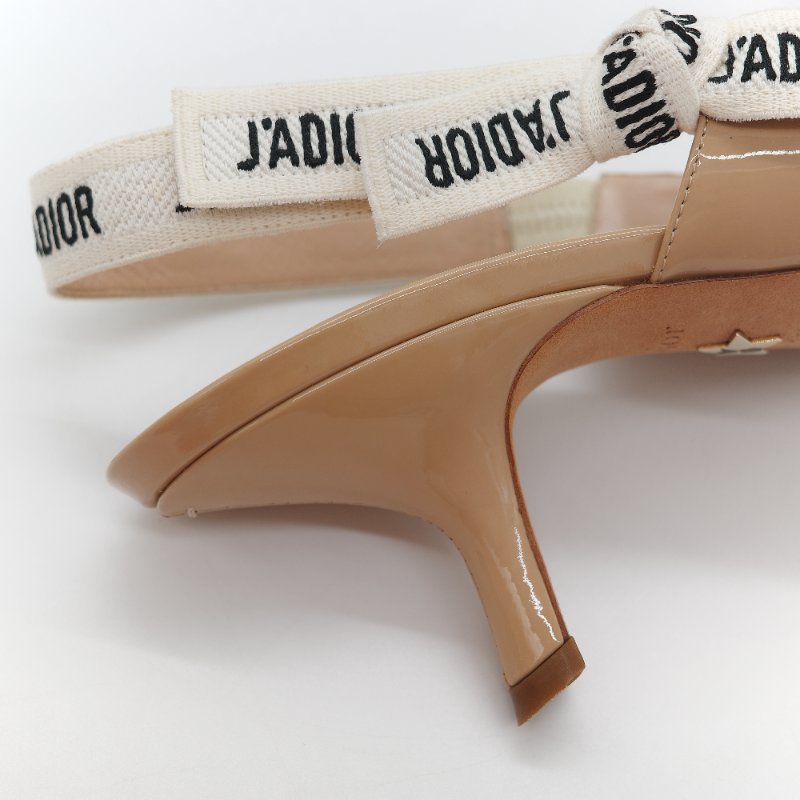Dior 迪奧 漆皮 淺口 裸色 漆皮 小跟鞋 涼鞋-9