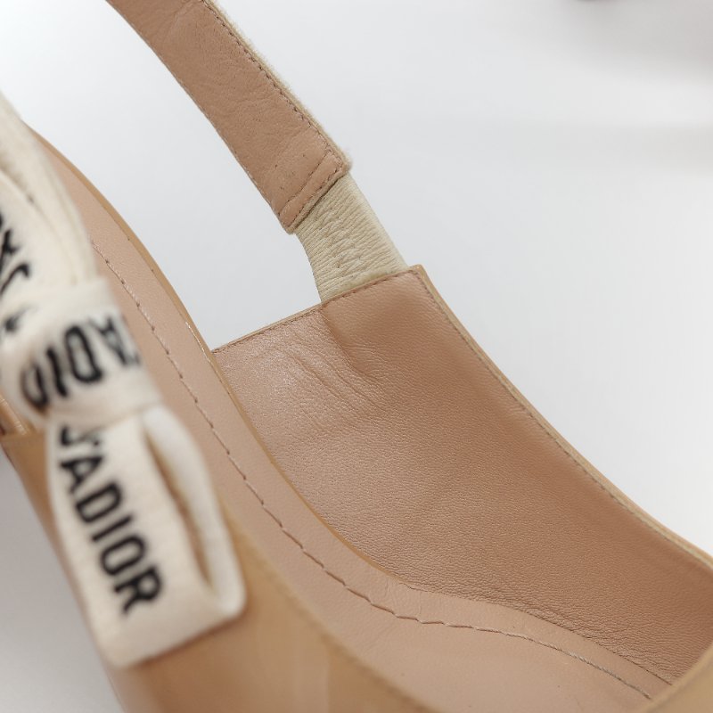 Dior 迪奧 漆皮 淺口 裸色 漆皮 小跟鞋 涼鞋-10