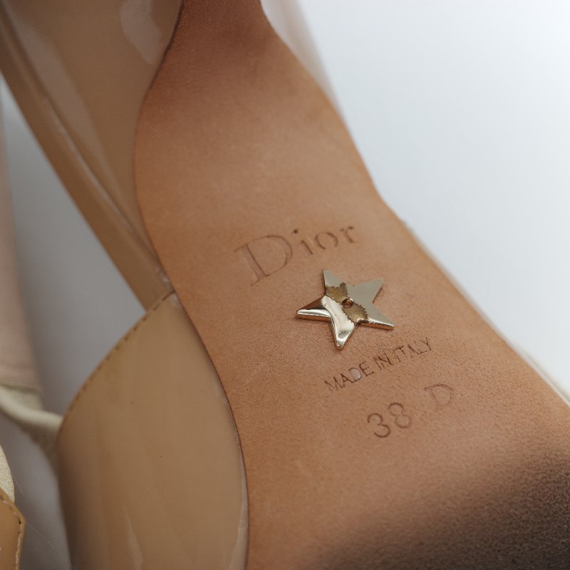Dior 迪奧 漆皮 淺口 裸色 漆皮 小跟鞋 涼鞋-27