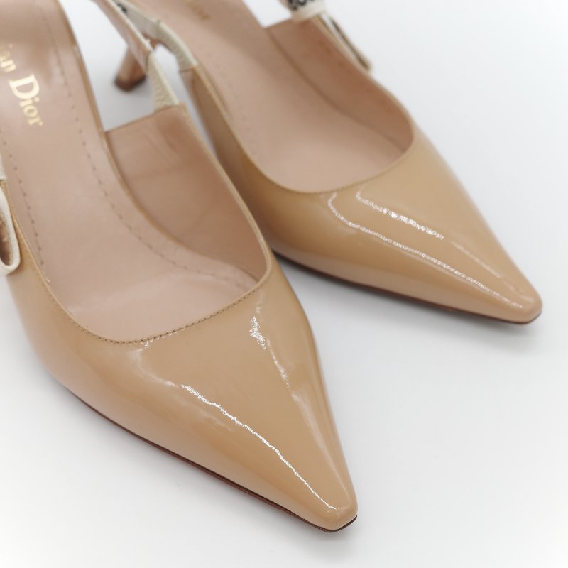Dior 迪奧 漆皮 淺口 裸色 漆皮 小跟鞋 涼鞋-29