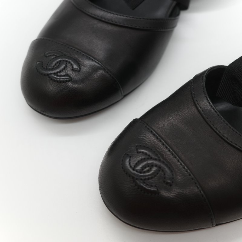 Chanel 香奈兒 黑色牛皮 蝴蝶結 娃娃鞋 平底鞋 EU38-10