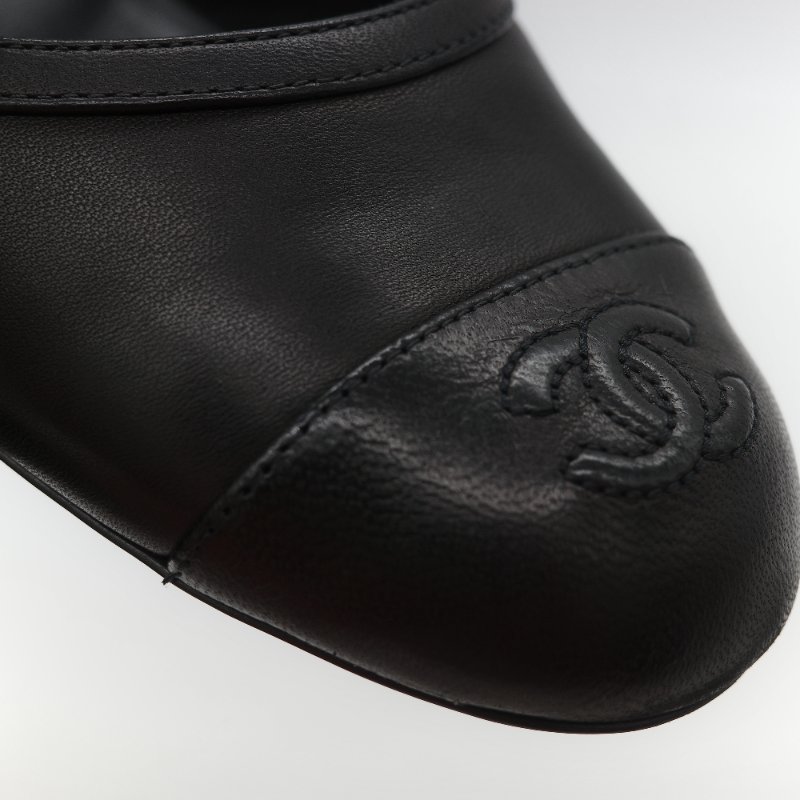 Chanel 香奈兒 黑色牛皮 蝴蝶結 娃娃鞋 平底鞋 EU38-11