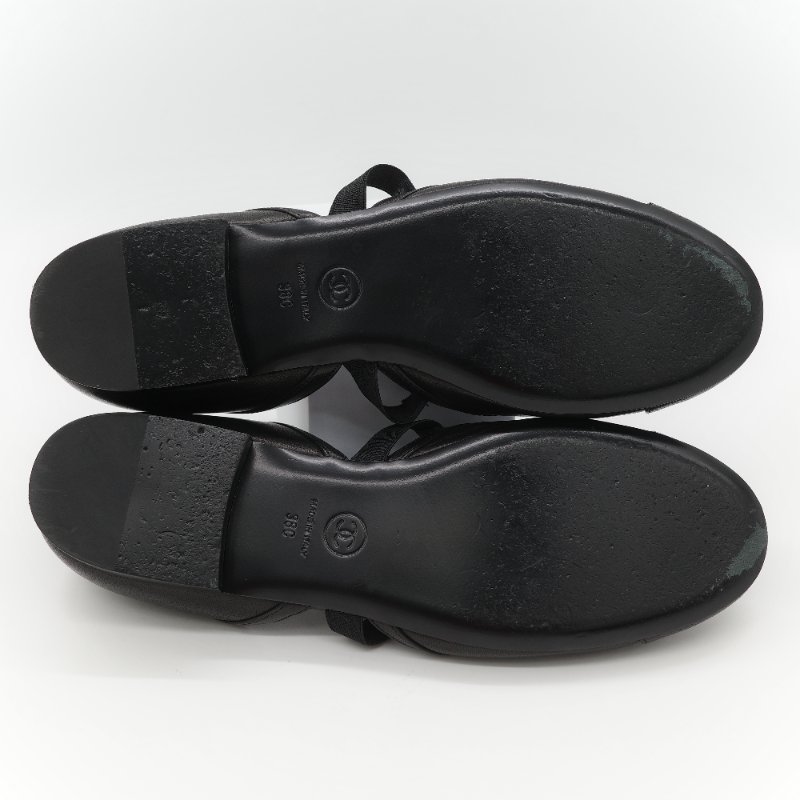 Chanel 香奈兒 黑色牛皮 蝴蝶結 娃娃鞋 平底鞋 EU38-24