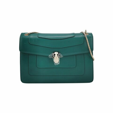 Bvlgari Serpenti Forever蛇頭包中型牛皮純色蛇頭單肩包