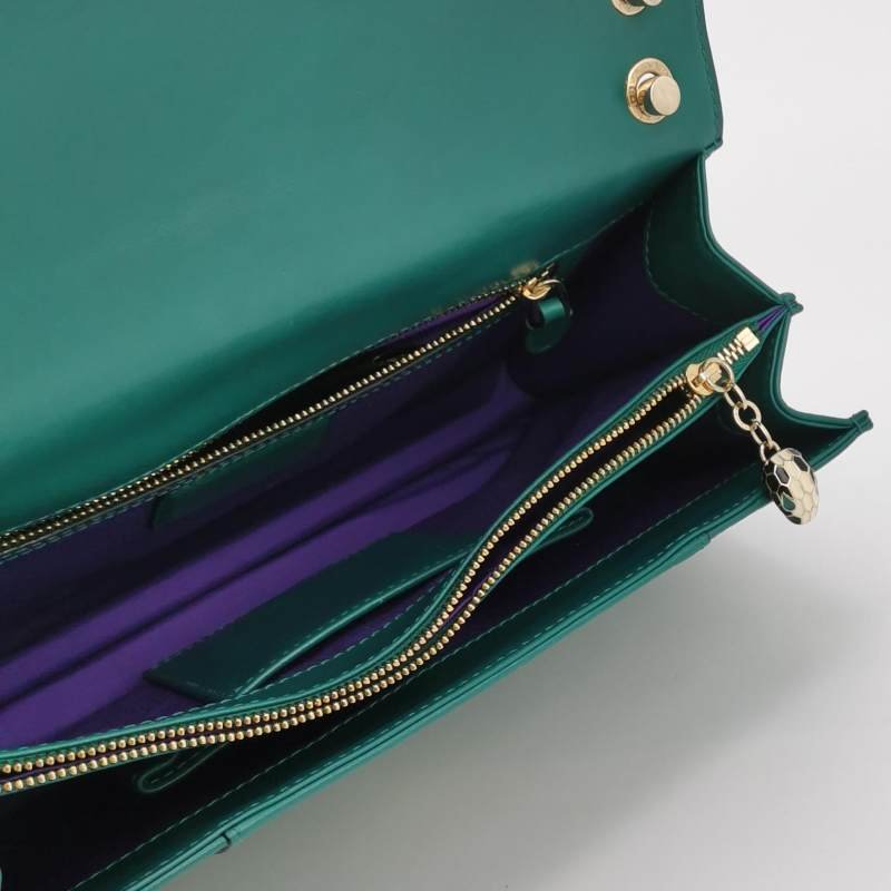 Bvlgari Serpenti Forever蛇頭包中型牛皮純色蛇頭單肩包-6