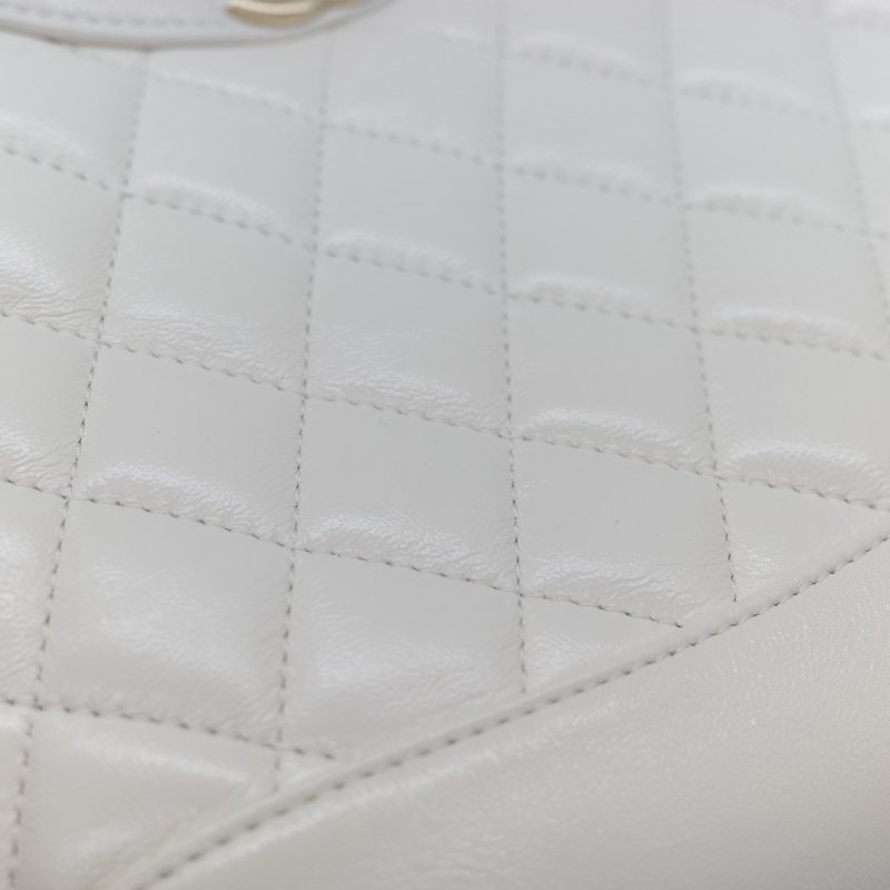 Chanel 香奈兒 31Bag Mini 22cm 白雪公主 奶白色 油蠟皮 晶片款 淺金扣 手提包 斜挎包 兩用包-11