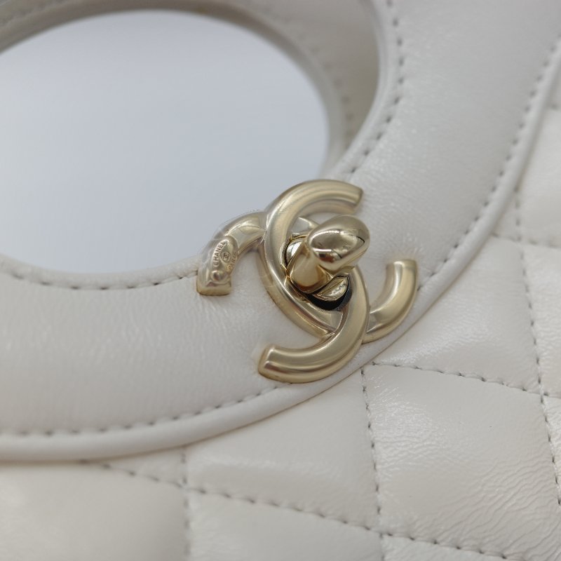 Chanel 香奈兒 31Bag Mini 22cm 白雪公主 奶白色 油蠟皮 晶片款 淺金扣 手提包 斜挎包 兩用包-12