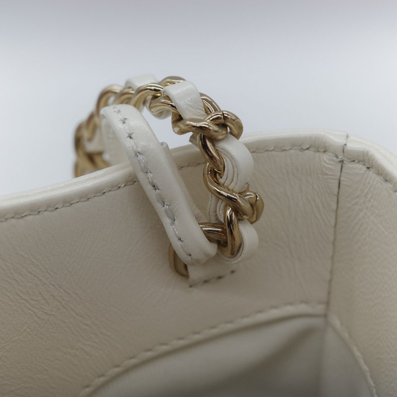 Chanel 香奈兒 31Bag Mini 22cm 白雪公主 奶白色 油蠟皮 晶片款 淺金扣 手提包 斜挎包 兩用包-22