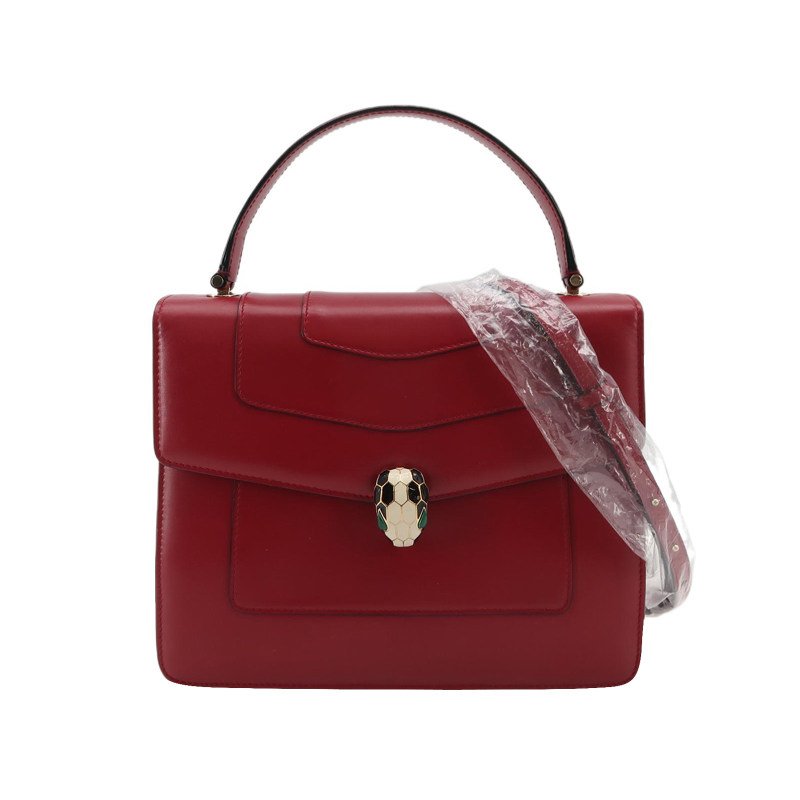 Bvlgari Serpenti Forever蛇頭包牛皮純色蛇頭斜背包單肩包-0