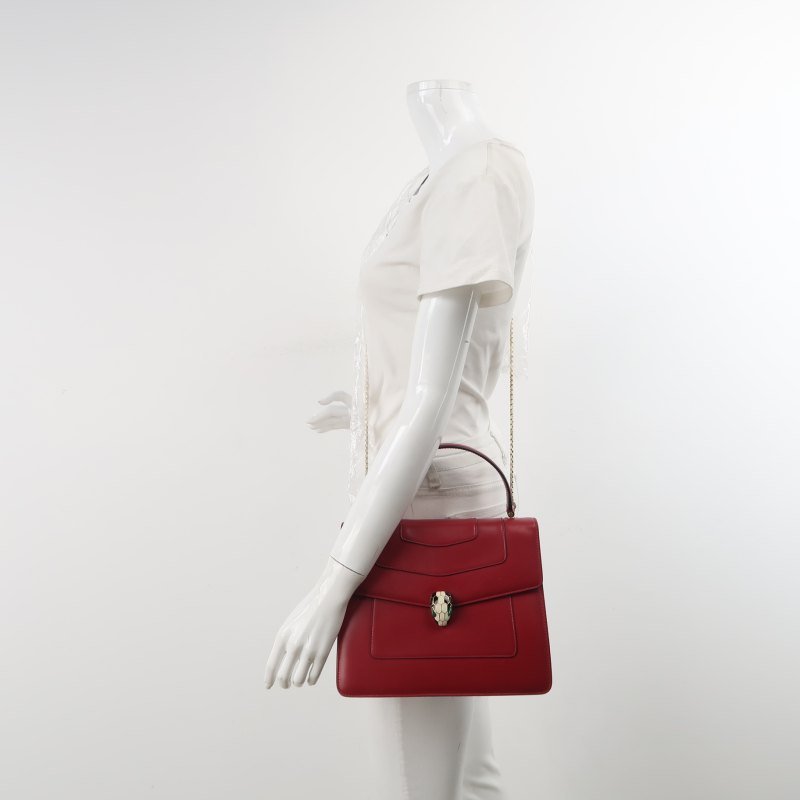 Bvlgari Serpenti Forever蛇頭包牛皮純色蛇頭斜背包單肩包-1