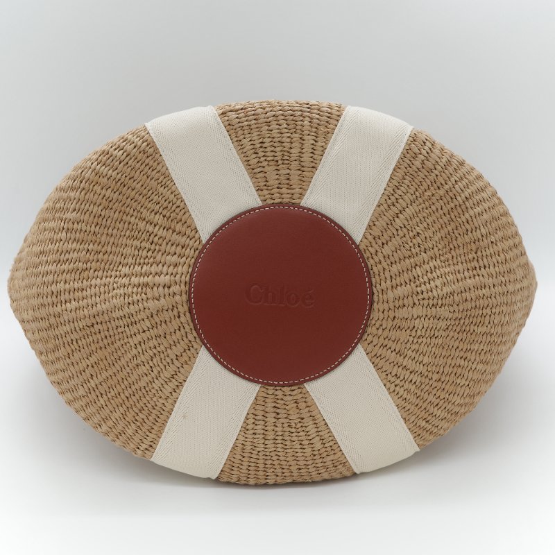 Chloé 蔻依 拉菲草 Woody Logo 亞麻色 草編包 單肩包 托特包-7