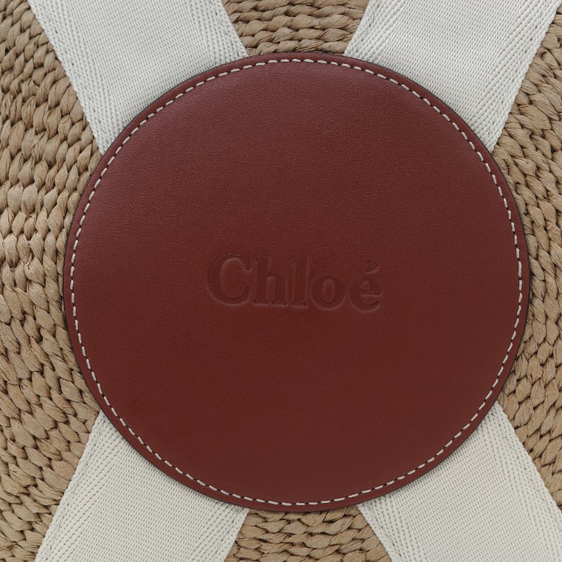 Chloé 蔻依 拉菲草 Woody Logo 亞麻色 草編包 單肩包 托特包-8