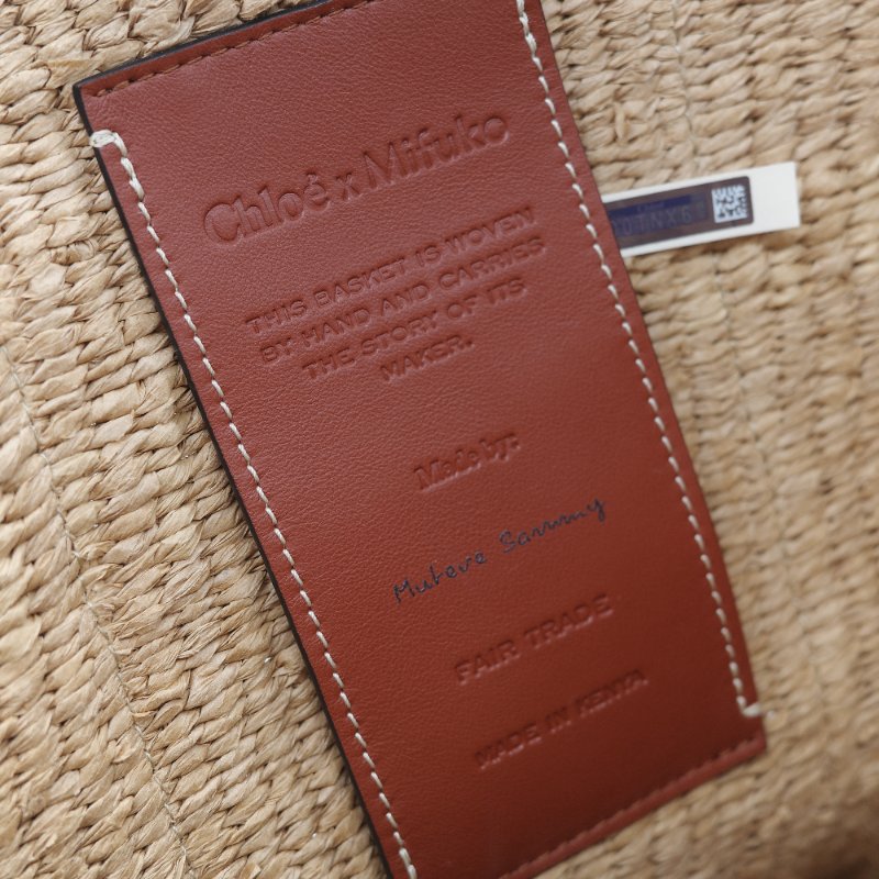 Chloé 蔻依 拉菲草 Woody Logo 亞麻色 草編包 單肩包 托特包-14