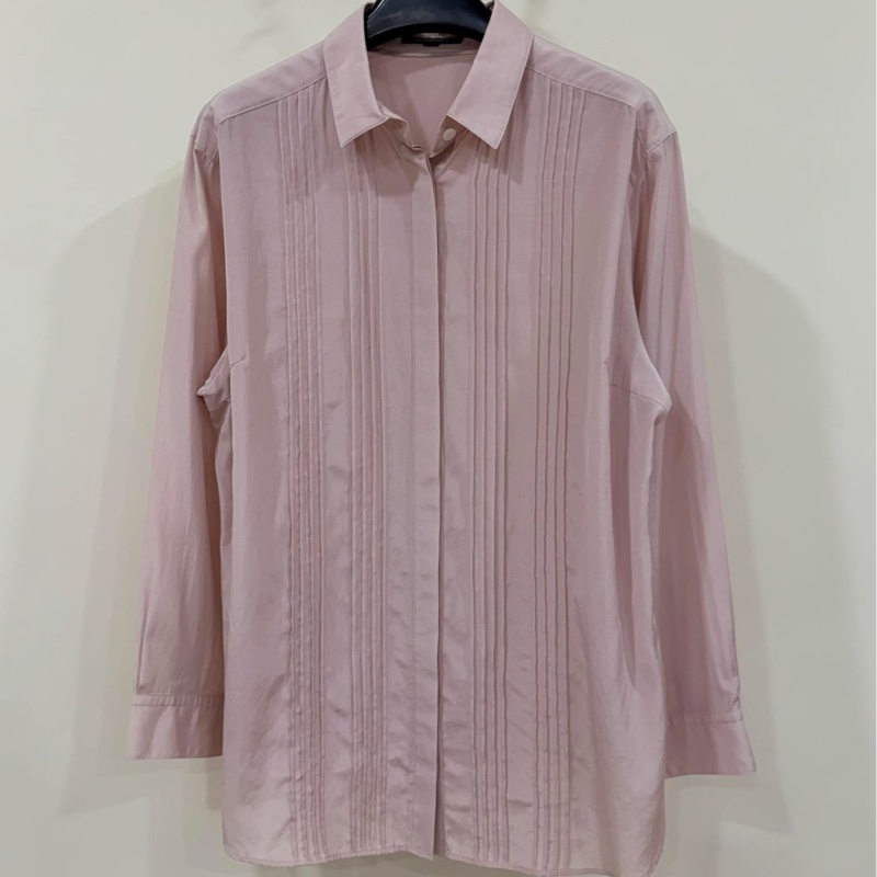 BURBERRY 倫敦 粉色 打摺襯衫-2