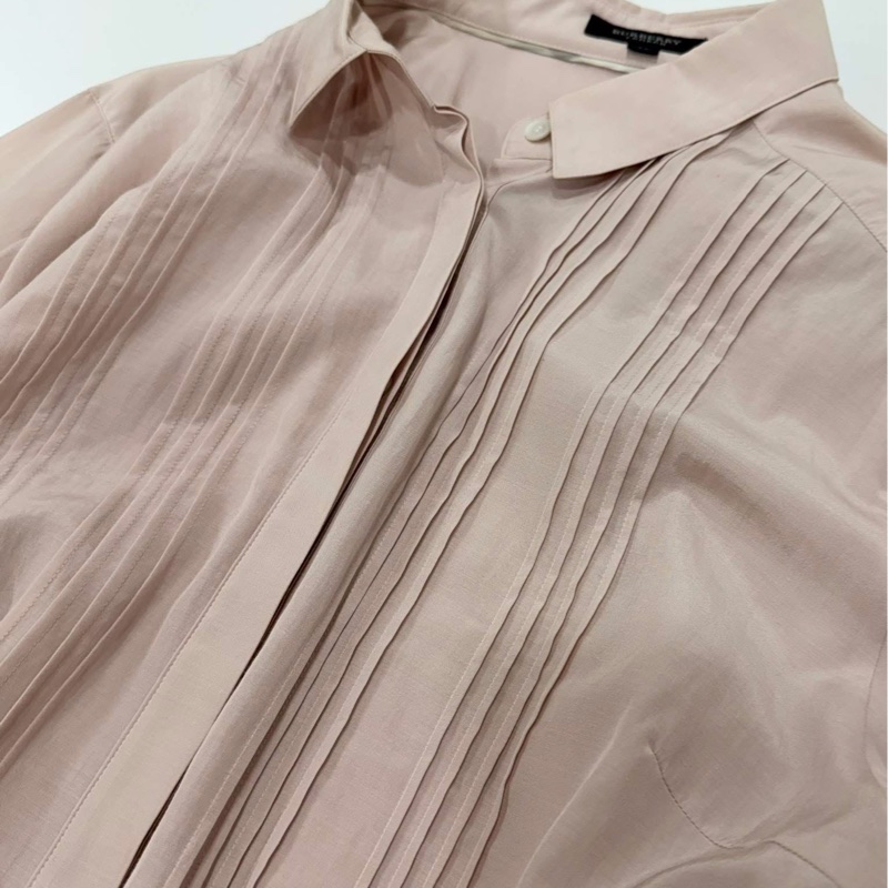 BURBERRY 倫敦 粉色 打摺襯衫-4