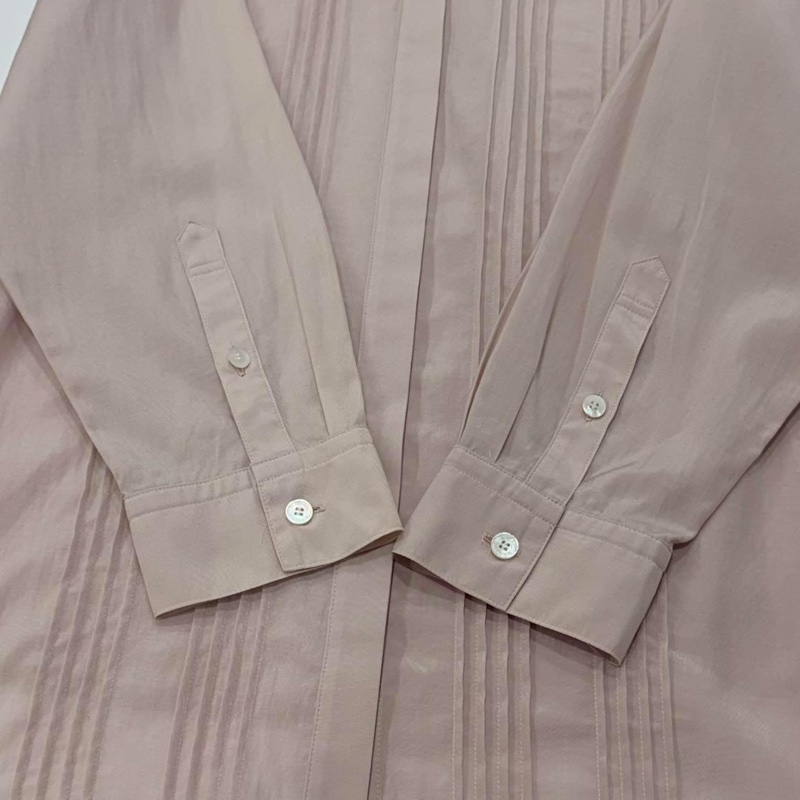BURBERRY 倫敦 粉色 打摺襯衫-5