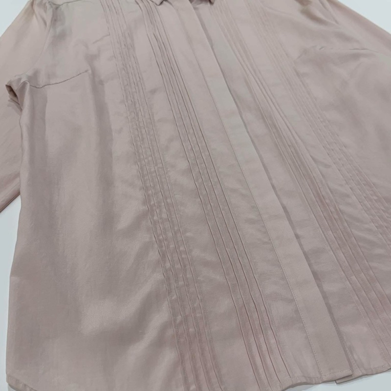 BURBERRY 倫敦 粉色 打摺襯衫-6