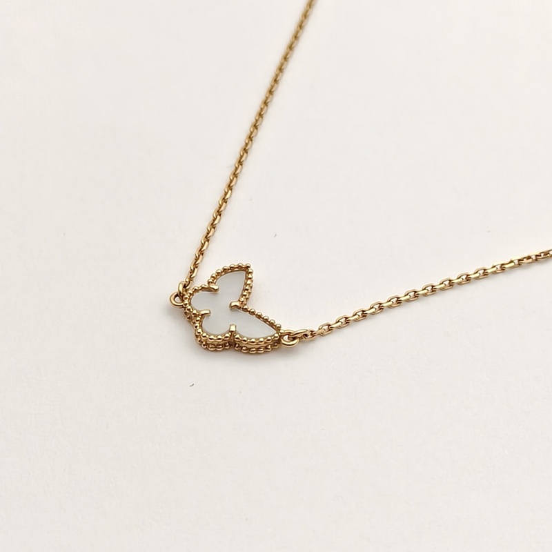 VAN CLEEF&ARPELS SweetAlhambra小號蝴蝶手鏈18K黃金/白貝母S-M碼-2