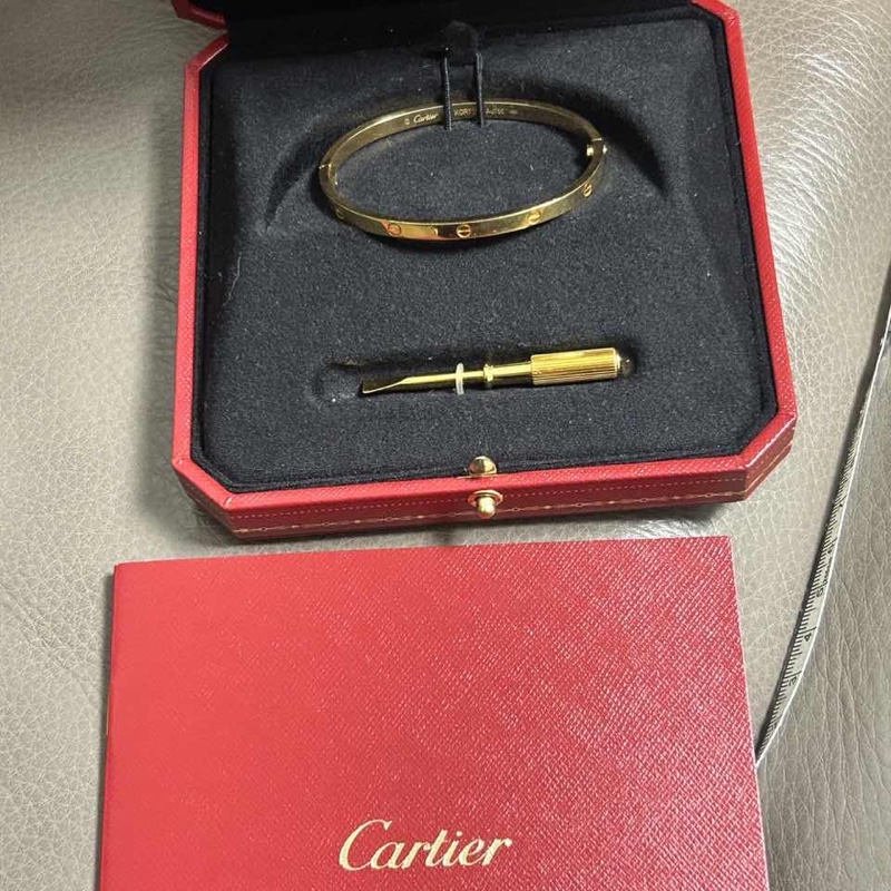 CARTIER LOVE18K金窄版手鐲18K黃金16號-4