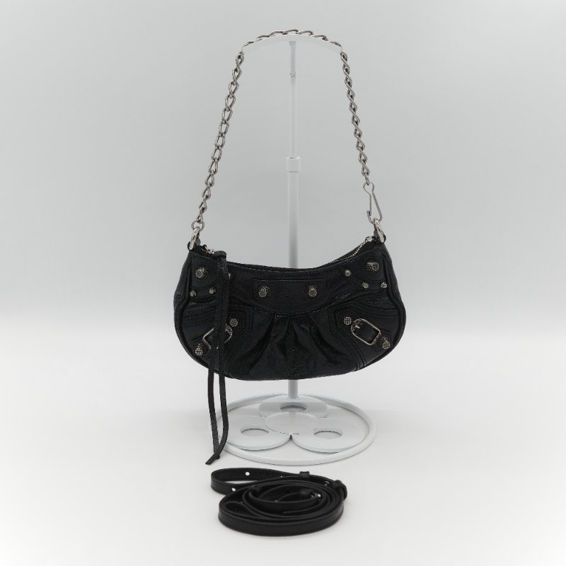 Balenciaga 巴黎世家 Le Cagole Mini 經典鉚釘 牛皮 肩背/斜背 兩用 彎月包-1