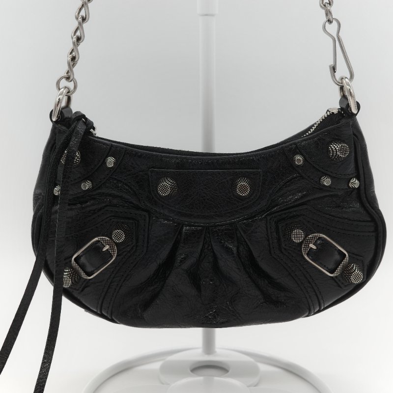 Balenciaga 巴黎世家 Le Cagole Mini 經典鉚釘 牛皮 肩背/斜背 兩用 彎月包-2