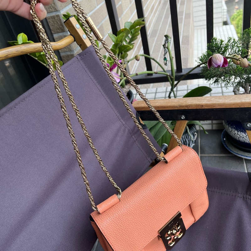 Chloe 98成新 小包可肩背 側背 長背 短背 粉色可愛容量大-15