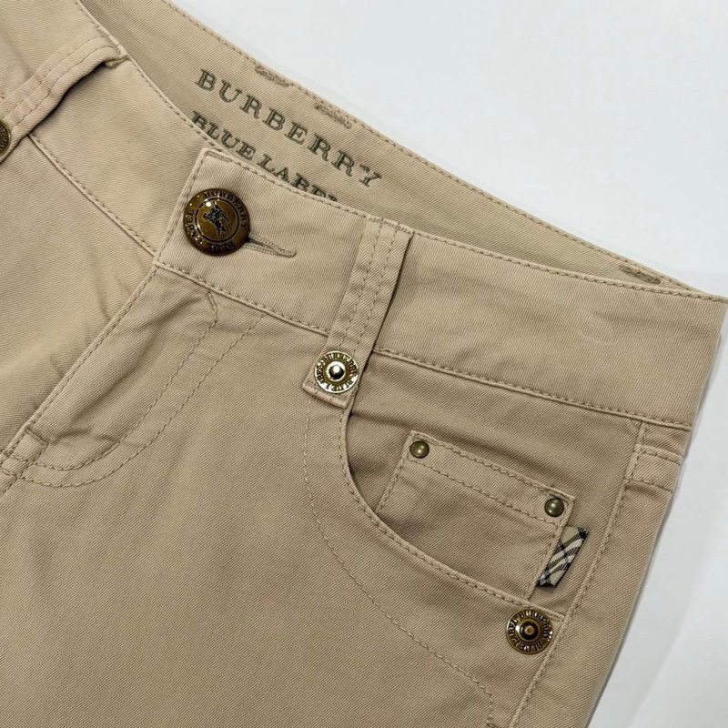 BURBERRY 藍標 卡其反褶格紋戰馬褲-3