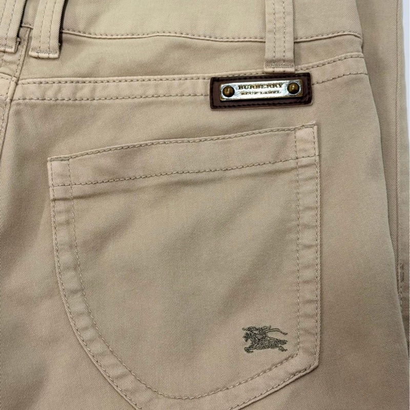 BURBERRY 藍標 卡其反褶格紋戰馬褲-4