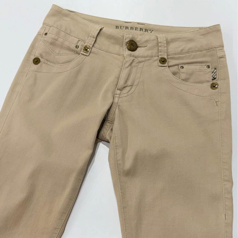 BURBERRY 藍標 卡其反褶格紋戰馬褲-5