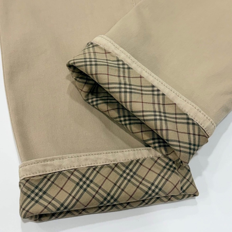 BURBERRY 藍標 卡其反褶格紋戰馬褲-6