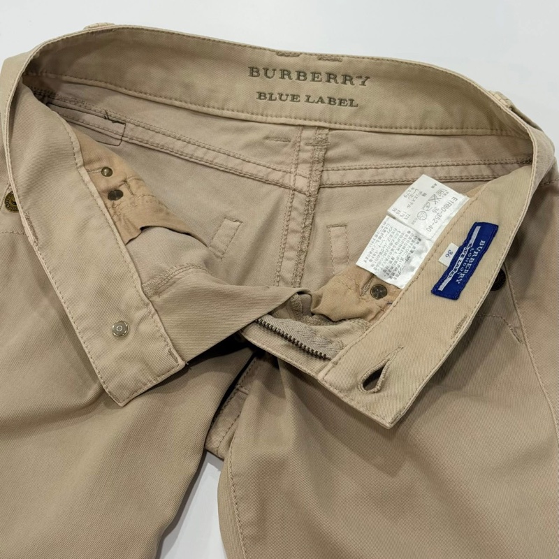 BURBERRY 藍標 卡其反褶格紋戰馬褲-8