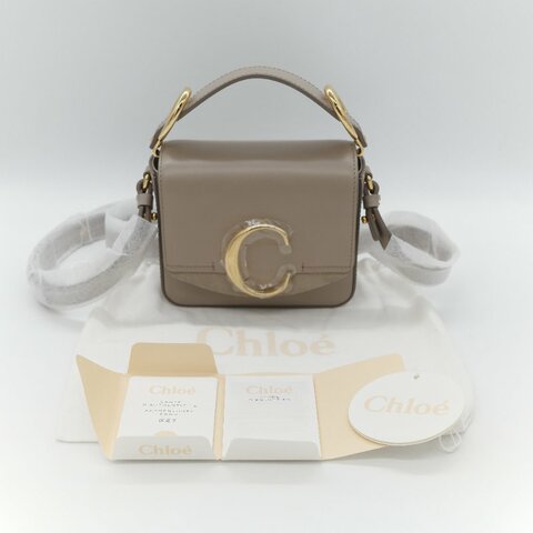 （閒置品♥️未使用）Chloé 蔻依 C Bag 小款 大象灰 麂皮拼接小牛皮 手提包 側背包