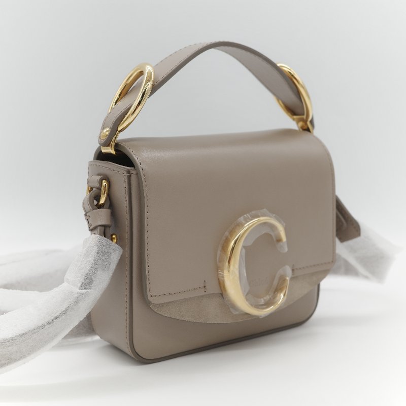 (閒置品♥️未使用)Chloé 蔻依 C Bag 小款 大象灰 麂皮拼接小牛皮 手提包 側背包-2