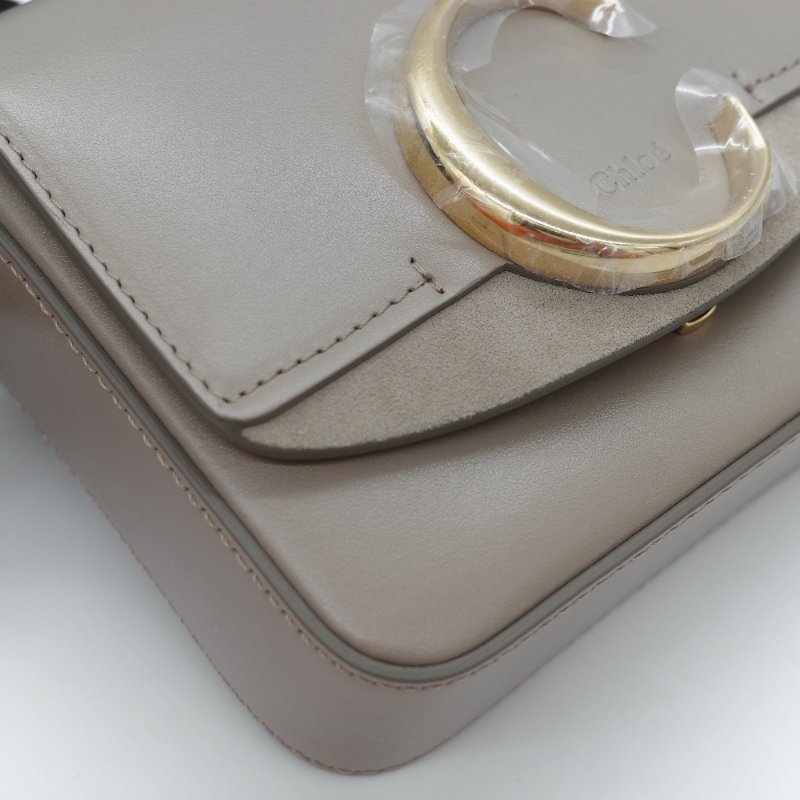 (閒置品♥️未使用)Chloé 蔻依 C Bag 小款 大象灰 麂皮拼接小牛皮 手提包 側背包-8