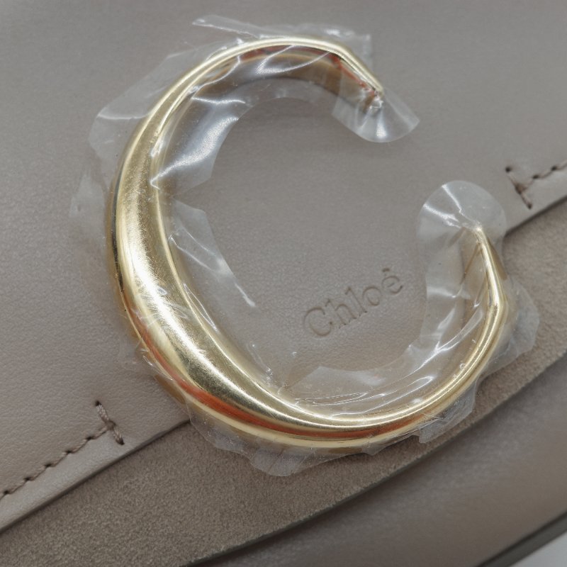 (閒置品♥️未使用)Chloé 蔻依 C Bag 小款 大象灰 麂皮拼接小牛皮 手提包 側背包-9