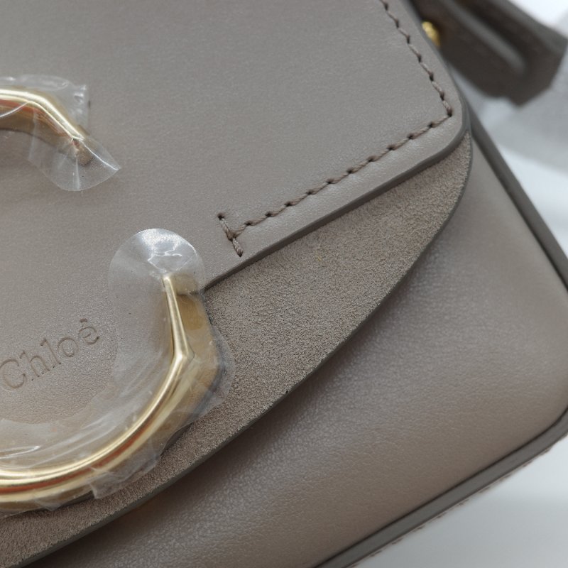 (閒置品♥️未使用)Chloé 蔻依 C Bag 小款 大象灰 麂皮拼接小牛皮 手提包 側背包-10